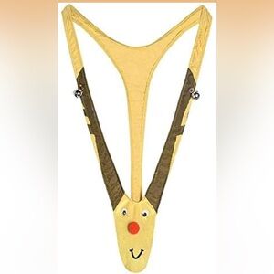 Christmas Gag Gift Reindeer Mankini Men Funny Thongs Underwear with Bells